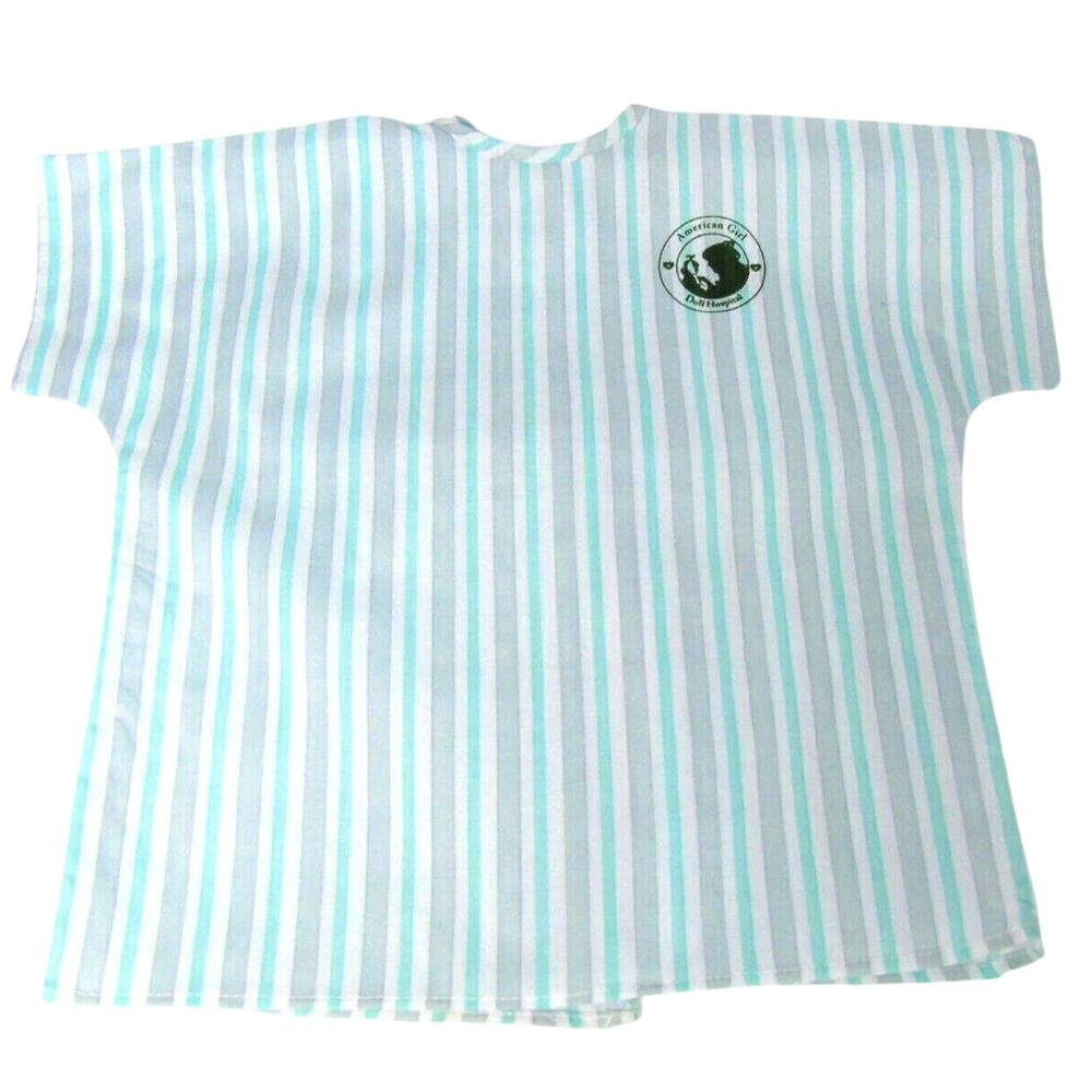 American Girl Doll Hospital Doctor Gown Pleasant Co Label Ties Back Striped Vtg